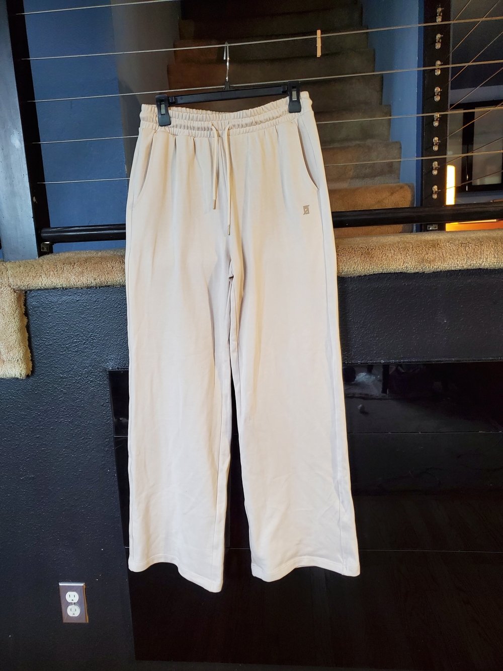 Faith Connexion Light Beige Wide-Leg Drawstring Pants
